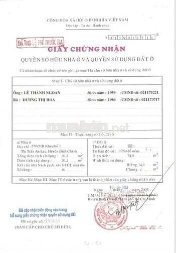 BÁN NHÀ CẤP 4 HẺM 600 KINH DƯƠNG VƯƠNG 75M2 GIÁ 3,5 TỶ TL