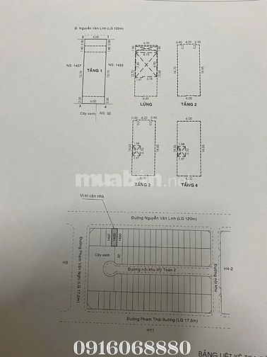 BÁN NHÀ MẶT TIỀN : 435 NGUYỄN VĂN LINH - P. TÂN PHONG - Q. 7 - TPHCM