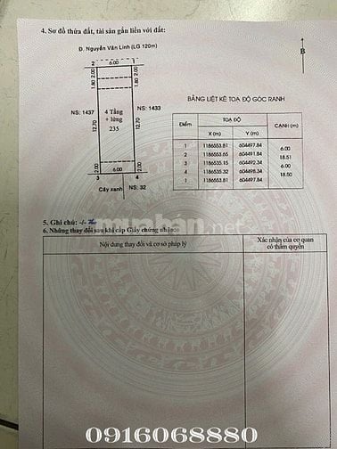 BÁN NHÀ MẶT TIỀN : 435 NGUYỄN VĂN LINH - P. TÂN PHONG - Q. 7 - TPHCM