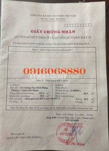 BÁN NHÀ MẶT TIỀN : 177 PHAN ĐÌNH PHÙNG - P. 17 - Q. PHÚ NHUẬN - TPHCM.