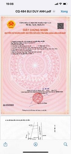 Đất SHR 4.6x16=74m Hẻm //Bình Thành- Gần Khu dân cư Vĩnh lộc Bình Tân
