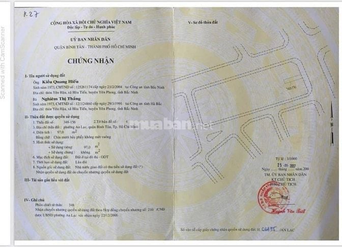 Bán đất MTKD đường Lê Cơ, KDC Nam Hùng Vương, An Lạc, Bình Tân, 5x20m