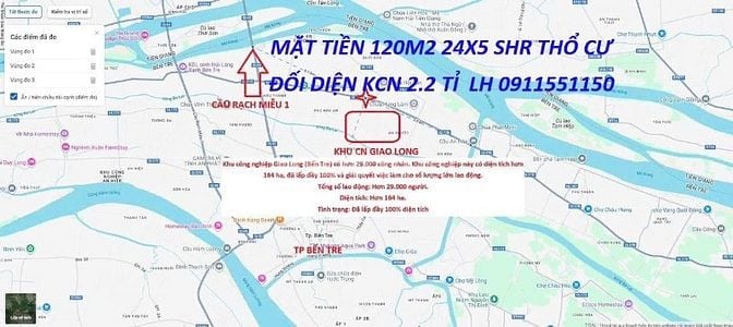 2 Mặt tiền kinh doanh 120m2 đối diện kcn Giao Long BẾn tre