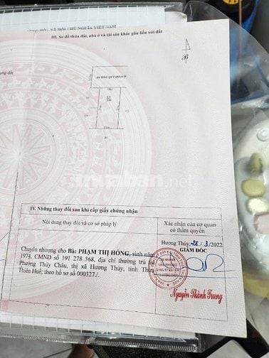 Bán đất đẹp Hương Thủy Huế sổ hồng chính chủ, hoa hồng cho môi giới