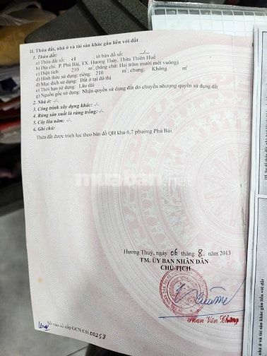 Bán đất đẹp Hương Thủy Huế sổ hồng chính chủ, hoa hồng cho môi giới
