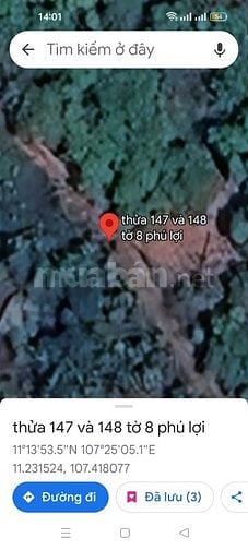 Bán thửa 148 tờ 8 xã phú lợi.Định Quán.600 triệu