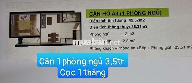 Căn hộ dgold vĩnh lộc căn 1pn 38m  giá 860tr , căn lớn nhất 67m 1.5 t