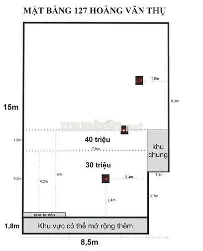 Cho thuê mặt bằng mặt tiền: Hoàng Văn Thụ, P8, Phú Nhuận -DT: 8.5x15m