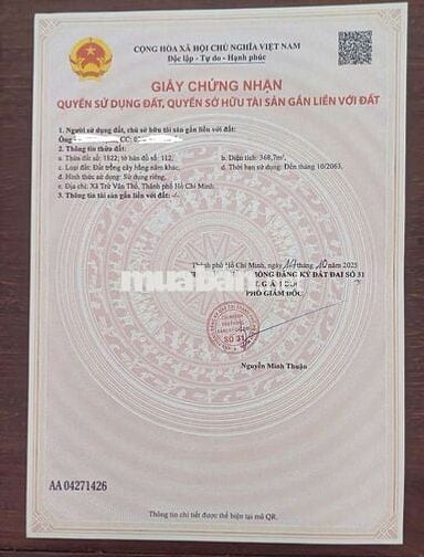 Bán đất mặt tiền DT750 xã Trừ Văn Thố, TP HCM (chính chủ)