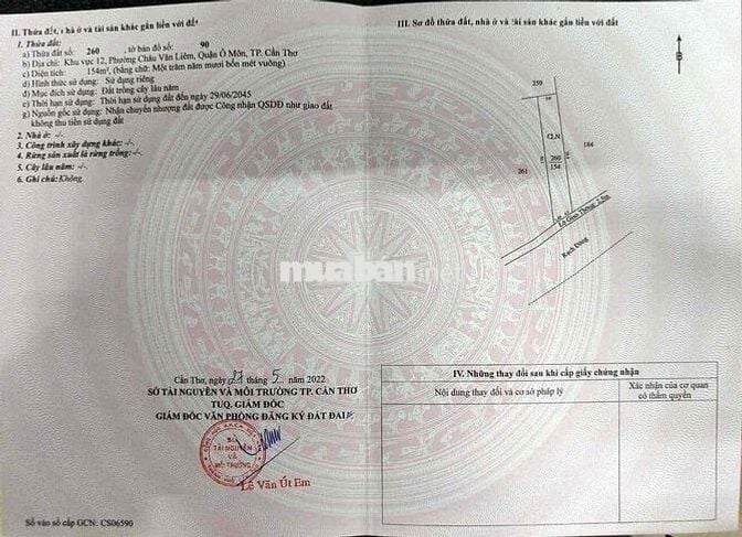 Bán Nền Khu Vực 12 Phường  Ô Môn Tp, Cần Thơ . Cách Chợ Bến Đò Đu Đủ