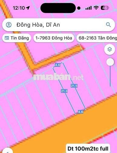 bán lô đất tdc đồng tràm dt 100m   đông hoà. gần đhqg
