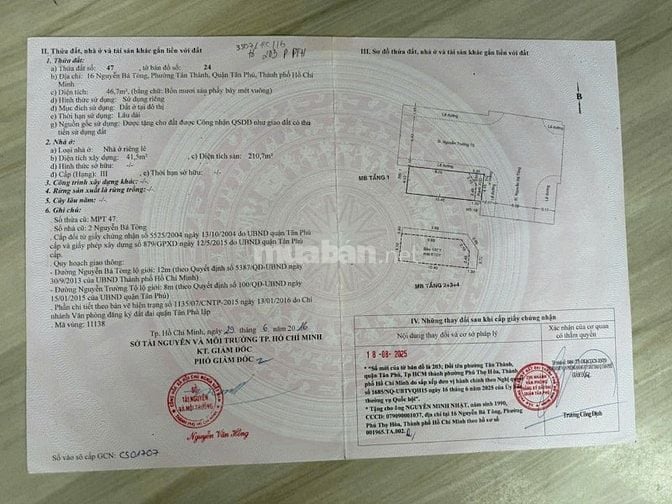Bán nhà 16 Nguyễn Bá Tòng - Tân Thành - Tân Phú, vị trí đắc địa