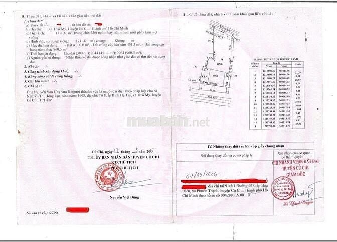 Bán đất mặt tiền tỉnh lộ 7 Thái Mỹ - Củ Chi - Diện tích lớn - Giá Tốt