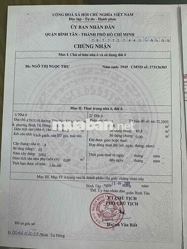 Chính chủ Bán Nhà 479/51/4 Tân hoà đông,Q.Bình Tân ☎️***