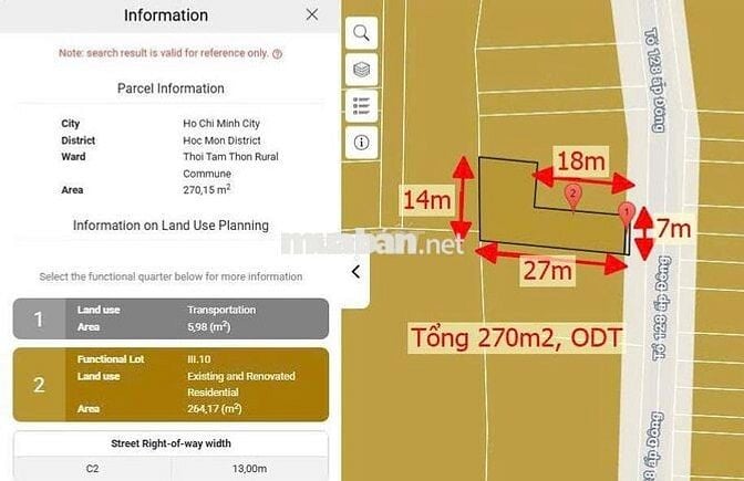 Đất mặt tiền 7*27m đường Ngay chợ Bắp Tô Ký – Nguyễn Ảnh Thủ 46tr/m2