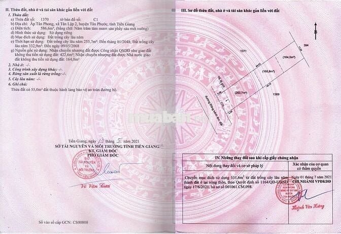 2 công đất thổ cư toàn bộ gần UBND xã Tân Lập 2