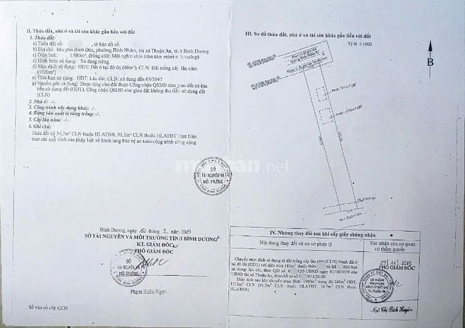 Bánlô đất 15*128m Mặt tiền đường Bình Nhâm 83, Tỉnh Bình Dương (cũ)