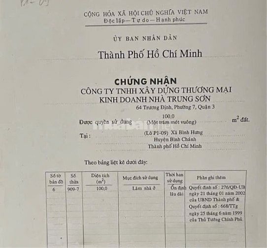 BÁN NHÀ MẶT TIỀN : 281 - 283 ĐƯỜNG SỐ 9A KDC TRUNG SƠN - X.  BÌNH HƯNG