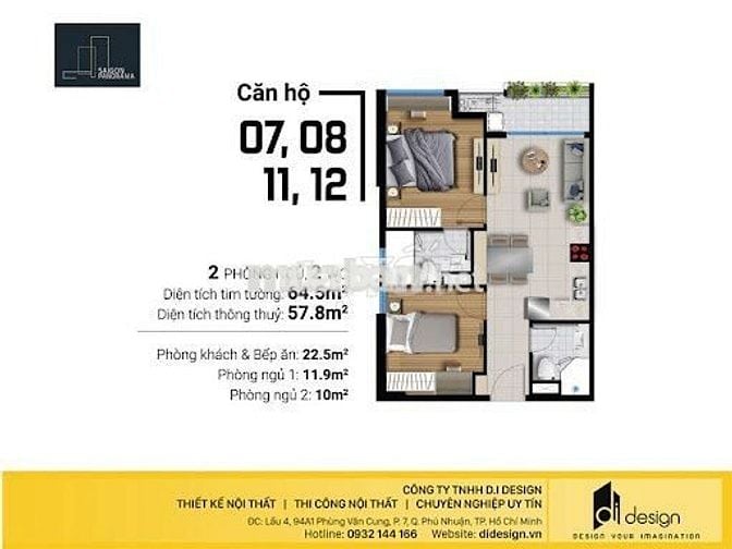 BÁN CĂN HỘ 2PN 64,5 NỘI THẤT CƠ BẢN TẠI RIVER PANORMA CHỈ 4,7 TỶ