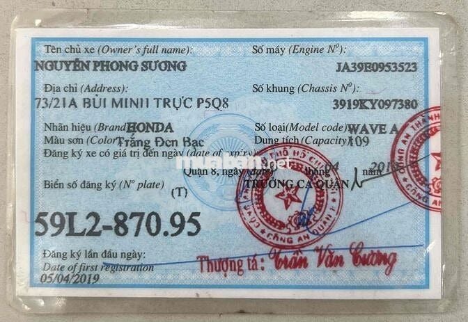Cầm Đồ ThLý Wave Alpha 2019, Bstp, Xe Đẹp Zin Êm.