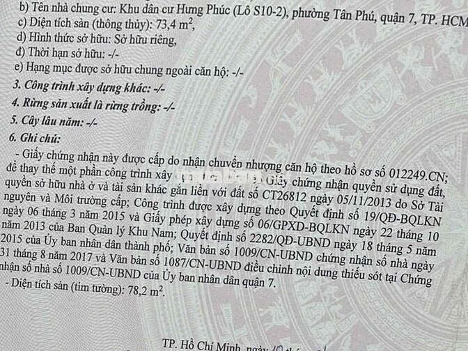 cần tiền bán gấp căn chung cư 78m phu my hung