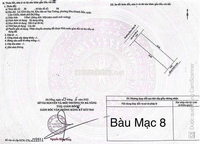 Bán lô đất đường Bàu Mạc 8, Liên Chiểu, Đà Nẵng