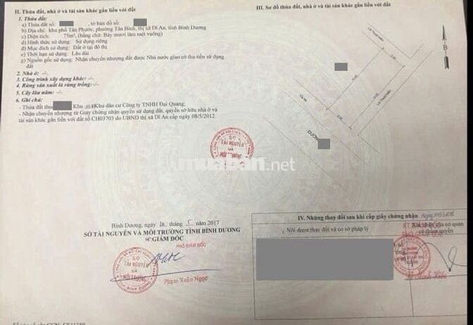 Đất khu dân cư Đại Quang, phường Tân Bình, TP Dĩ An.