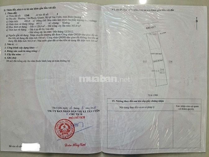 Bán nhà xưởng mặt tiền đường DH417 ngang 10 dài 48 mét gần chợ TPK