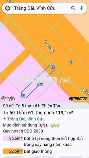 Đất mặt tiền đường nhựa Tân Hiền