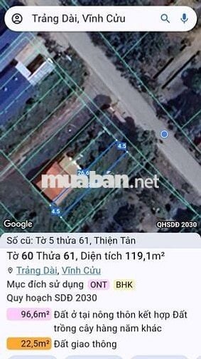 Đất mặt tiền đường nhựa Tân Hiền