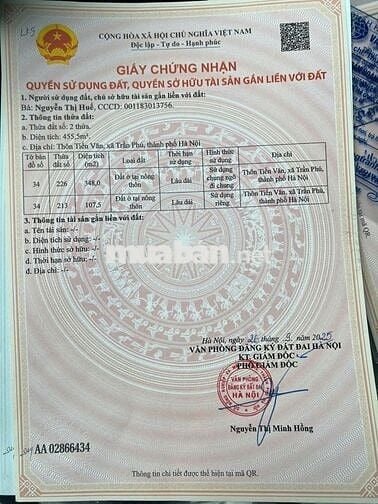Bán lô đất giá rẻ gần bến xe Yên Nghĩa ngã tư Hữu Văn 108m nhỉnh 1tỷ