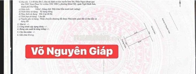 BÁN CẶP liền kề MẶT TIỀN ĐƯỜNG 14m VÕ NGUYÊN GIÁP, Khuê Mỹ, Ngũ Hành S