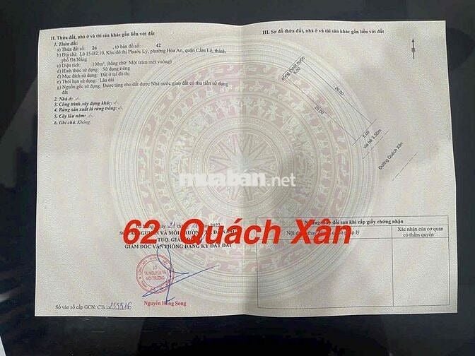 Chủ gửi lô đất 100m đường 7,5m Quách Xân sát Bùi Tấn Diên