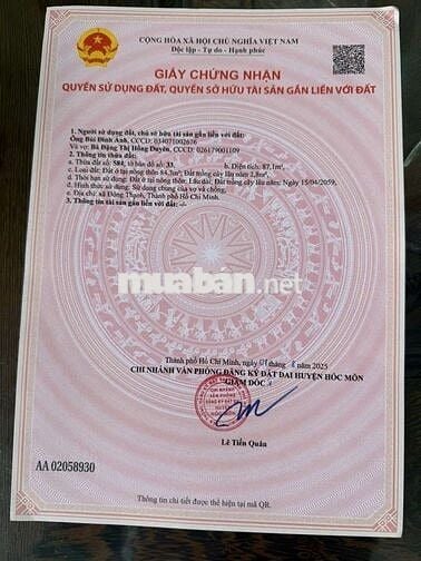 ĐẤT CHÍNH CHỦ ĐƯỜNG NGUYỄN THỊ PHA,DT:87m2,SỔ HỒNG RIÊNG, CHỈ 2.75 TỶ