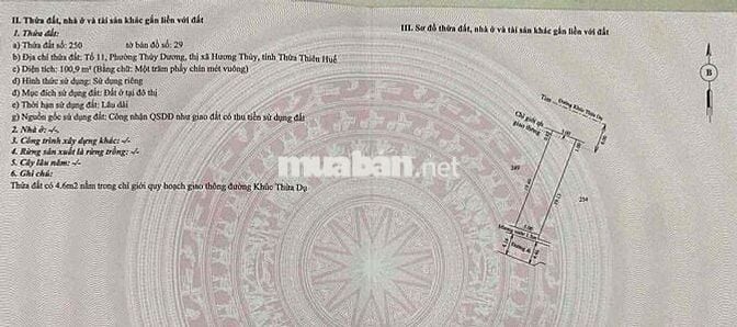 Đất 2 mặt tiền Khúc Thừa Dự - Thuỷ Dương, phường Thanh Thuỷ - Tp Huế 🚨