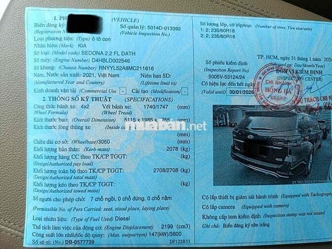Kia Sedona 2021 odo- 28.000k 1 đời chủ bao đâm đụn