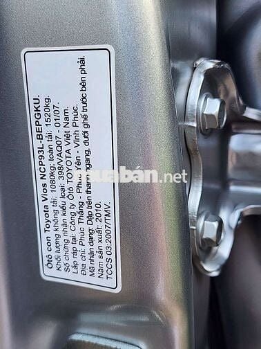 Toyota vios G sx2010 ,tên tư nhân ,xe đẹp căng