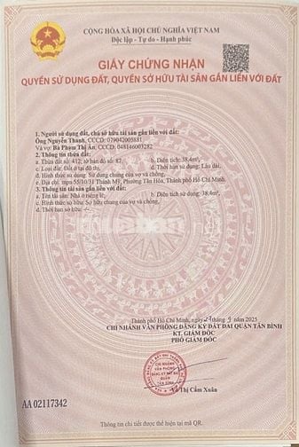 Bán nhà hẻm đường Thành Mỹ, gần chợ vải Tân Bình