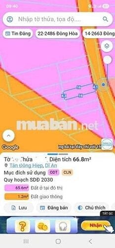 bán đất mặt tiền đương nhựa 6 m đông thành dĩ an dt 67m