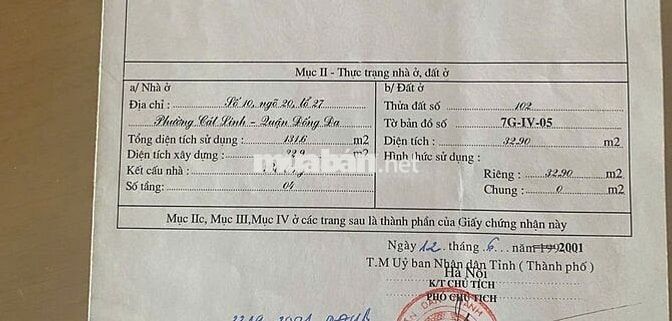 Bán nhà10 ngõ 20 phố Cát Linh 4 tầng DTSD 132m2 -7,8 tỷ