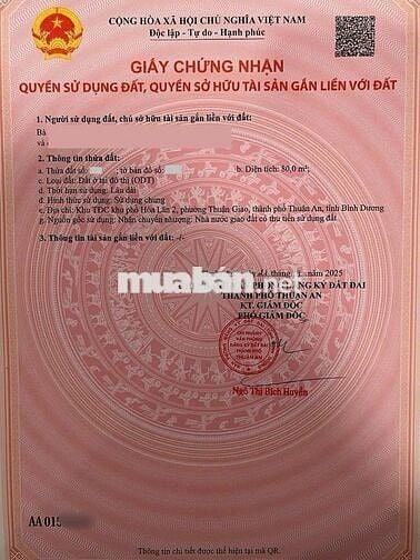 Đất khu dân cư Hòa Lân 2, phường Thuận Giao, TP Thuận An.