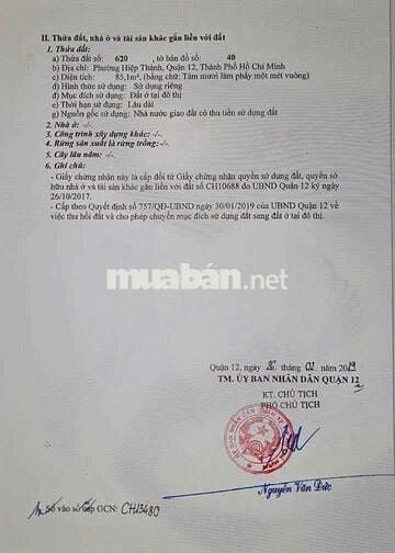 Mình chính chủ bán Đất 5 x 18,5,hẻm ôtô 5m P.Hiệp Thành