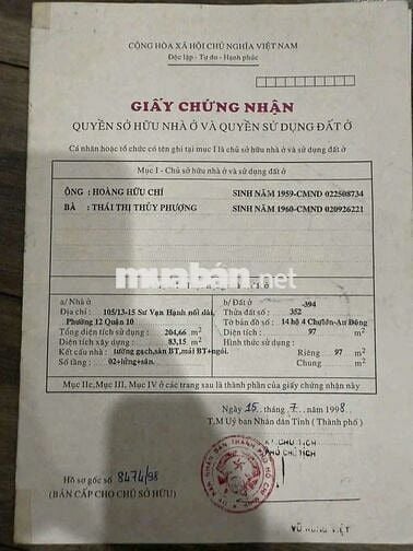 BÁN NHÀ MẶT TIỀN HẺM NHỰA 8M: 449/9 SƯ VẠN HẠNH, P12, Q10 - CX NTT 35T