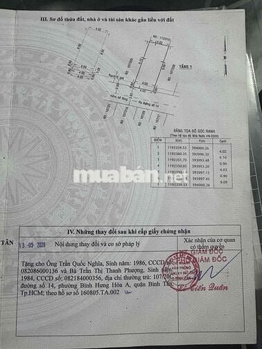 Chính Chủ Bán Nhà 107/20C đường 14,Q.Bình Tân ***