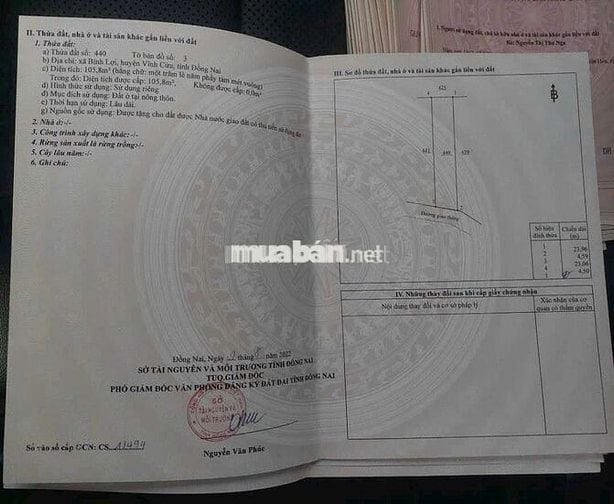 Đất sổ riêng thổ cư Phường Tân Triều