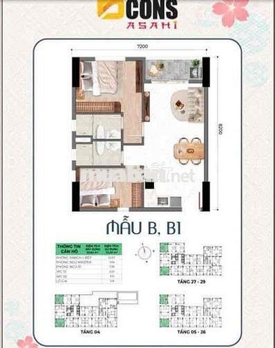 Bcons Asahi trực tiếp chủ đầu tư 2pn 2wc