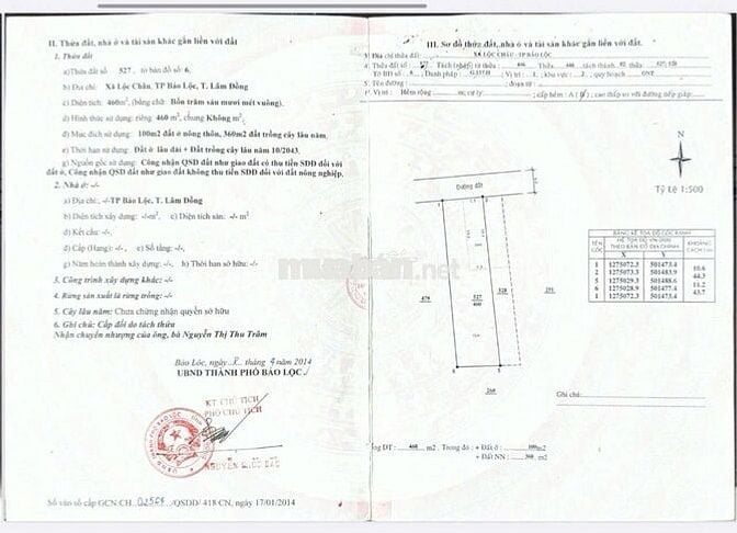 NHÀ LỮ GIA - BẢO LỘC - DT 460M2 (10.6Mx44Mx Nở Hậu) SẴN THỔ CƯ