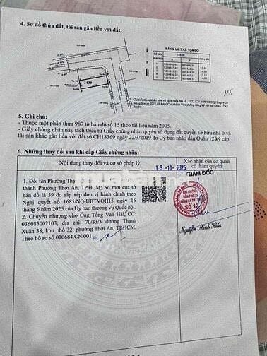 CHÍNH CHỦ CẦN BÁN 2 LÔ ĐẤT 1/ THẠNH XUÂN 52