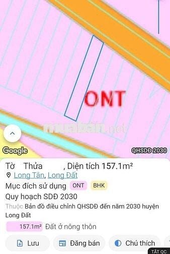 Cần bán lô đất mặt tiền đường nhựa tại Long Tân - Đất Đỏ.