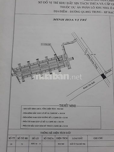 Bán đất thổ cư nhánh Quang Trung - khu giáo viên Ngô Sỹ Liên